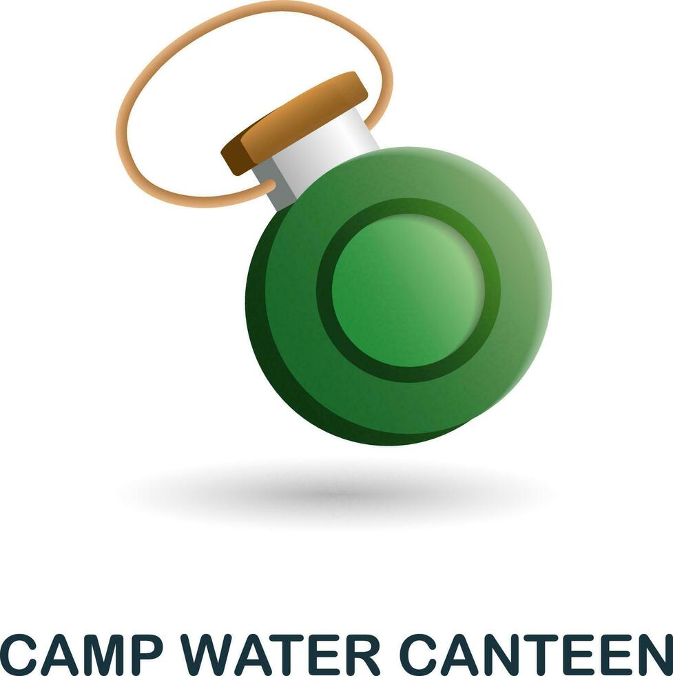 Camp Water Canteen icon. 3d illustration from outdoor recreation collection. Creative Camp Water Canteen 3d icon for web design, templates, infographics and more vector