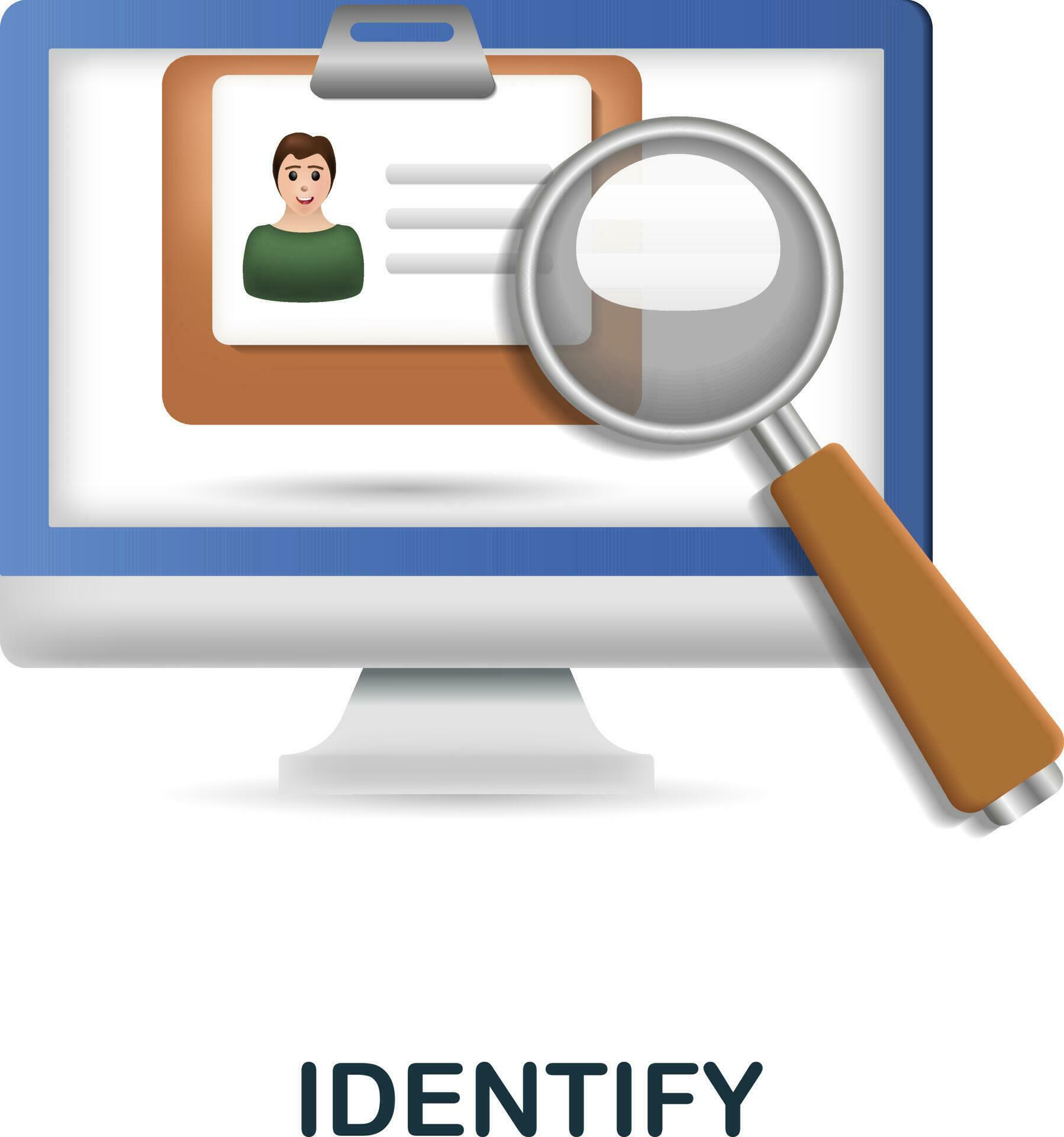 Identify icon 3d illustration from harassment collection Creative