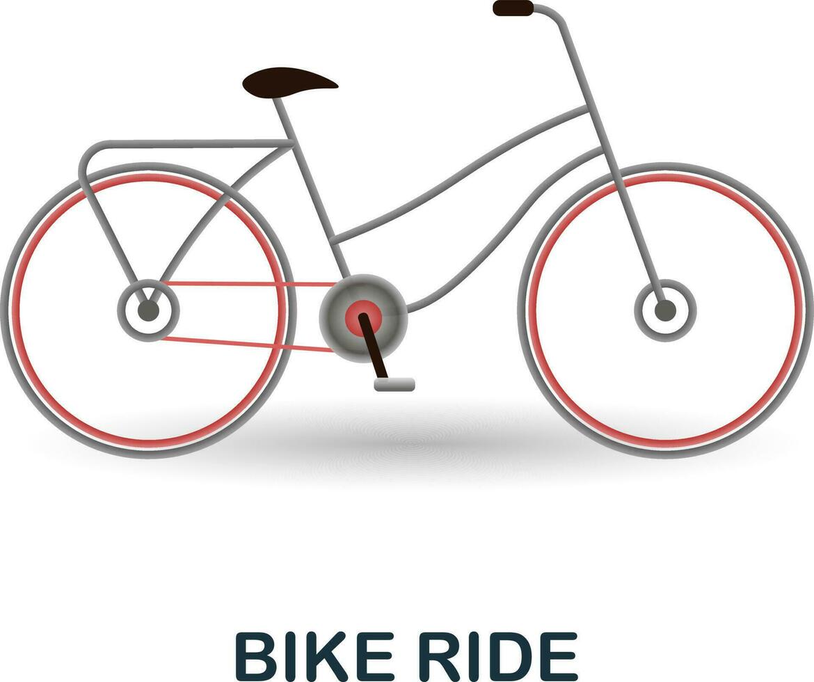 Bike Ride icon. 3d illustration from outdoor recreation collection. Creative Bike Ride 3d icon for web design, templates, infographics and more vector
