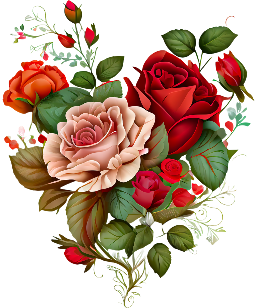 Roses Heart Watercolor Clipart png