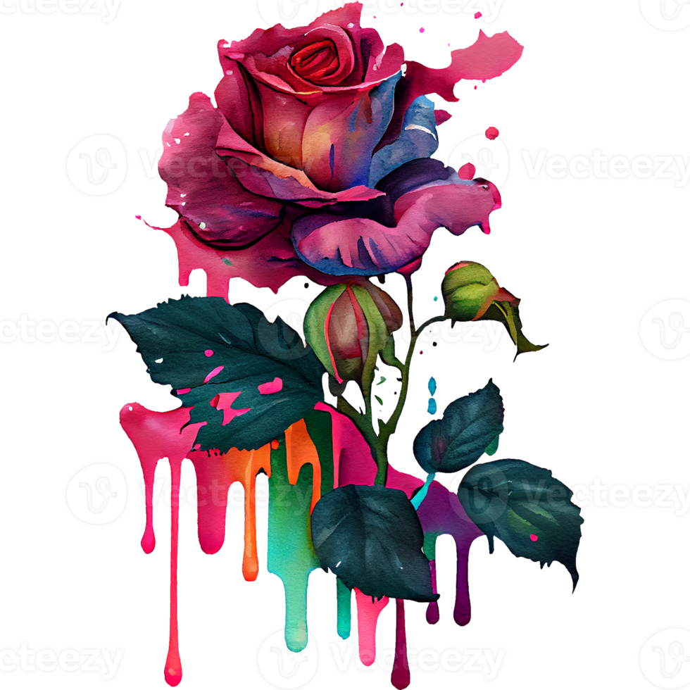 Colorful Roses Watercolor Clipart ai generative 23475721 PNG