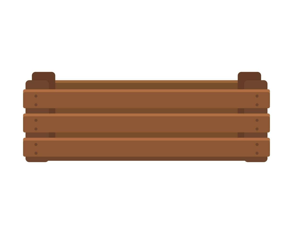 Wooden box isolated on white background. Icon, vector