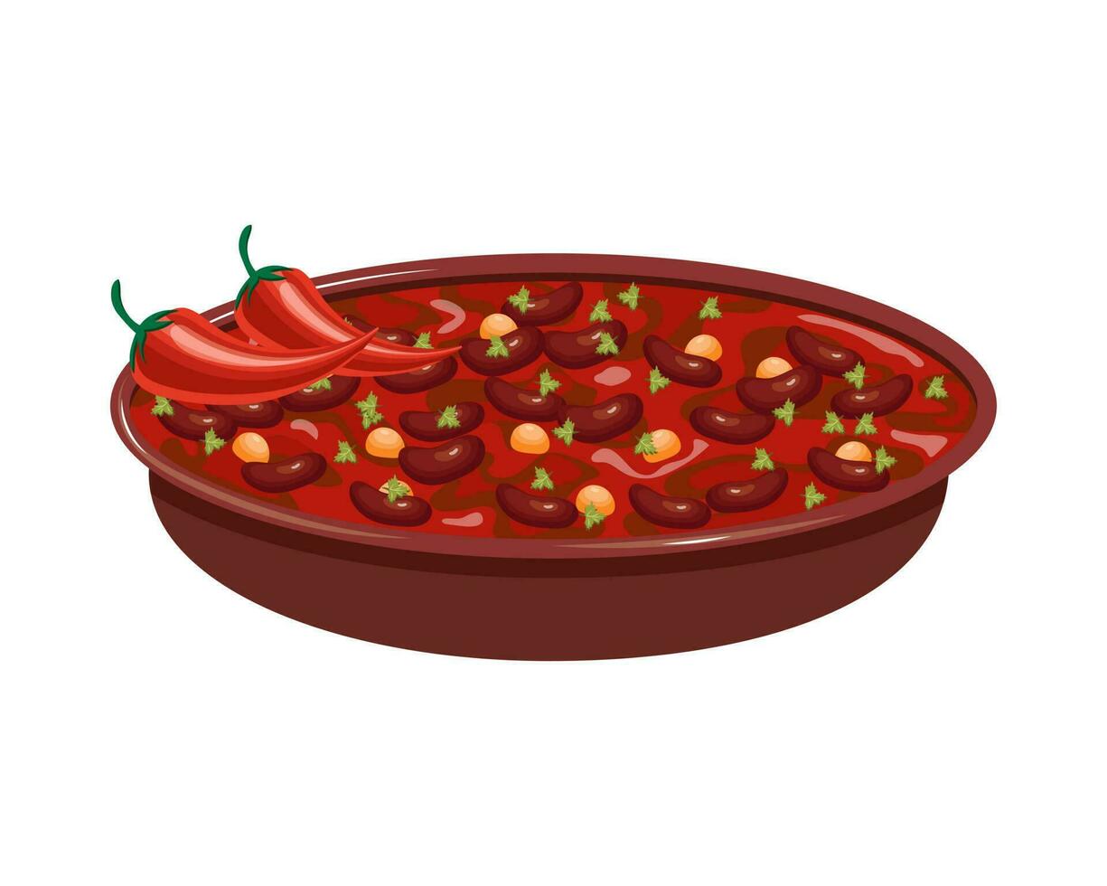 Beans with meat, Feijoada, Latin American cuisine, Brazilian national cuisine. Food illustration, vector