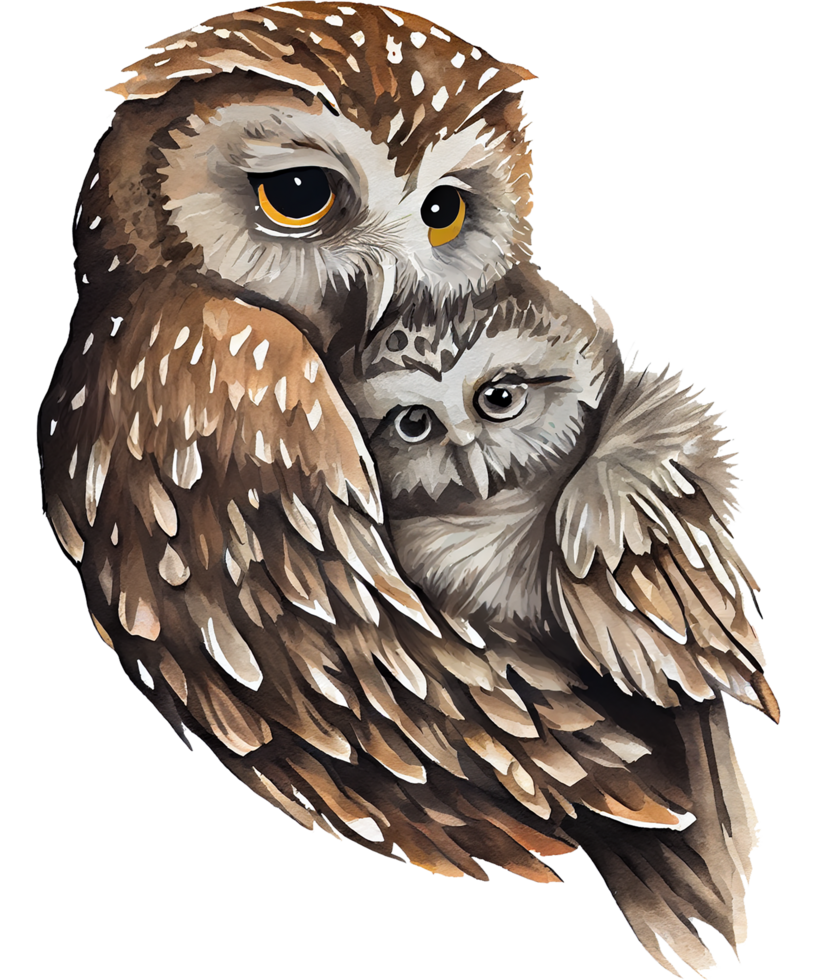 Mother And Baby Owl Watercolor png