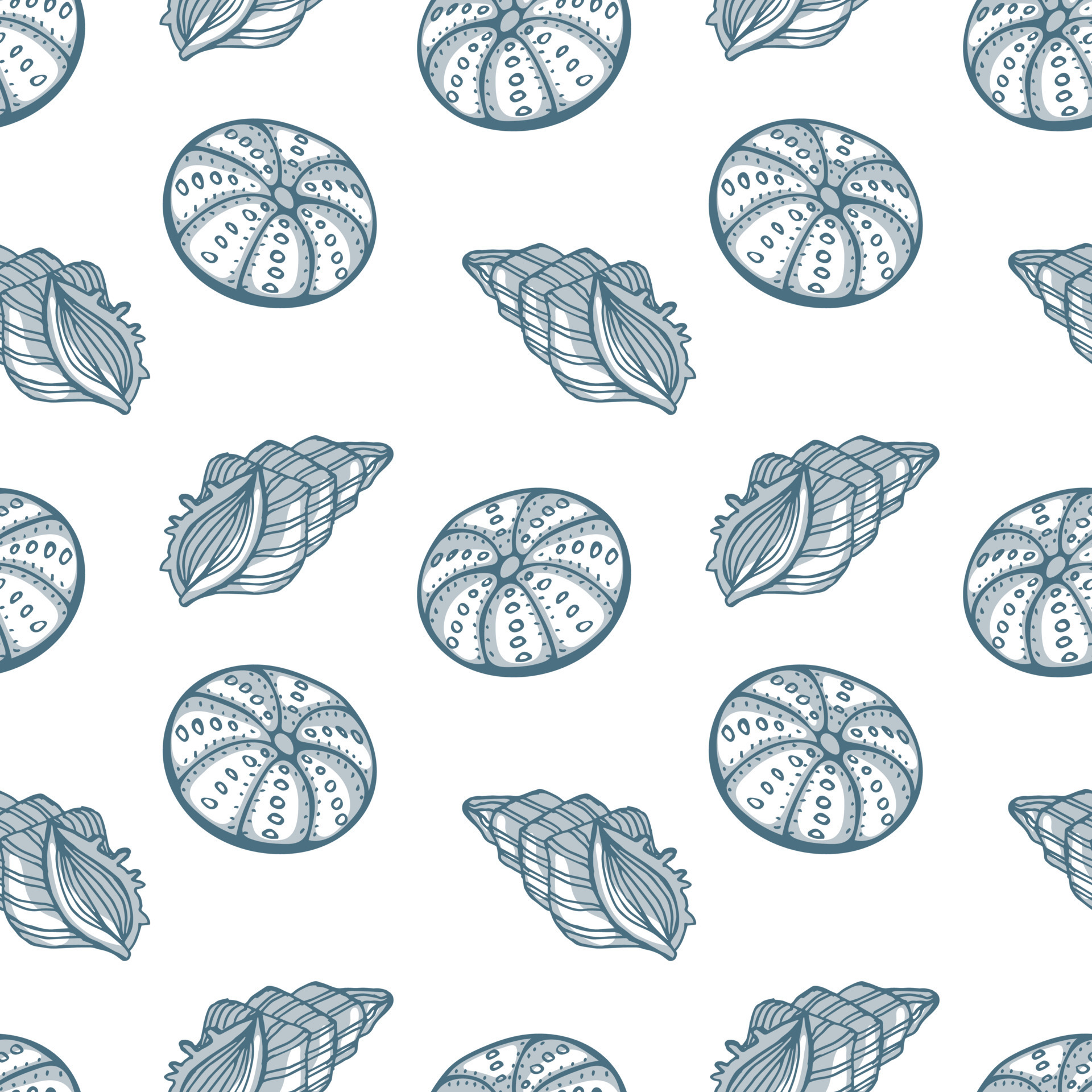 Seamless Pattern With Blue Seashells On A White Background Marine Background Print Textile Seamless Pattern With Blue Seashells On A White Background Marine Background Print Textile