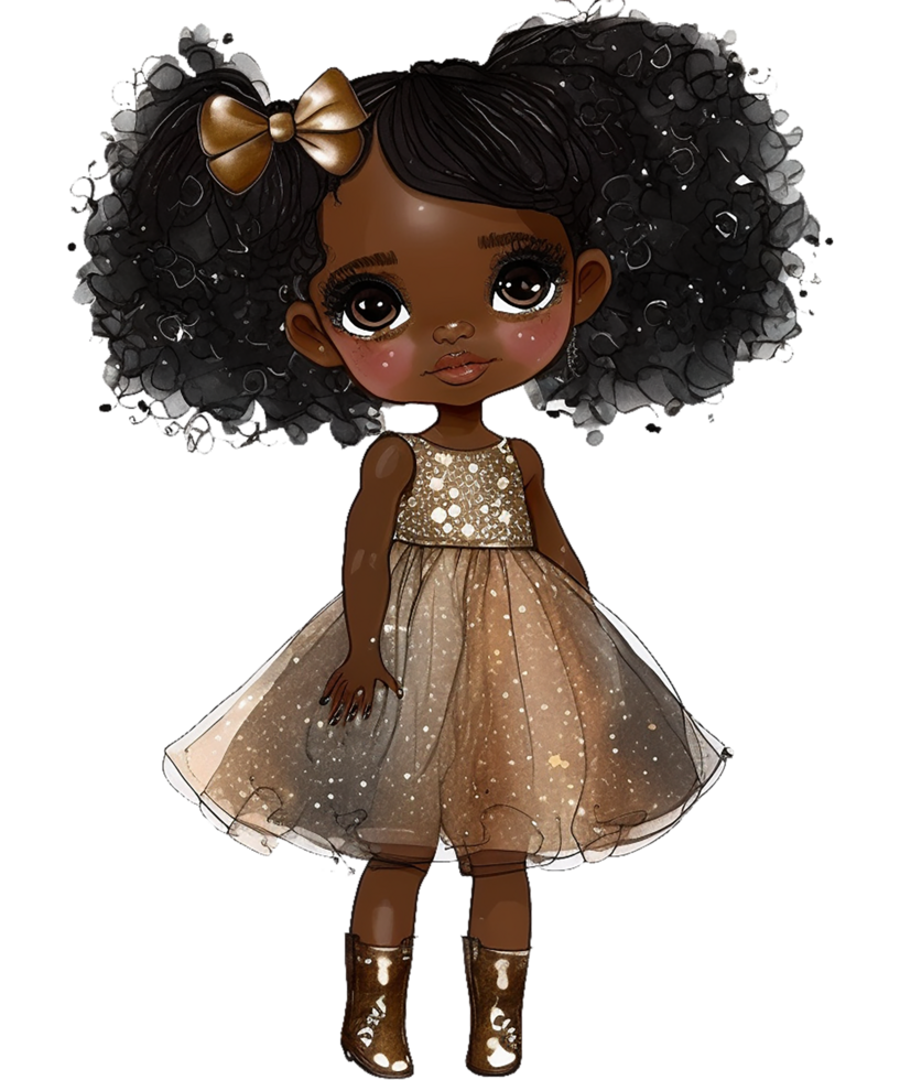 Little Black Girl Watercolor Clipart png