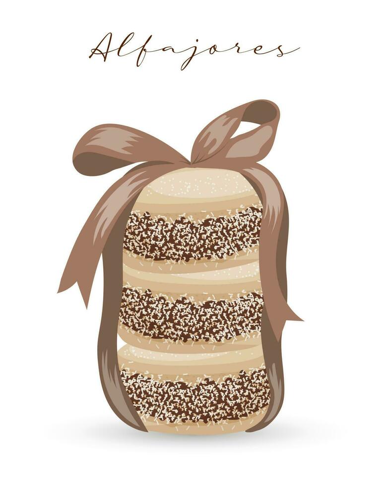 Alfajores cookies, Latin American cuisine, Argentinean national cuisine. Food illustration, vector
