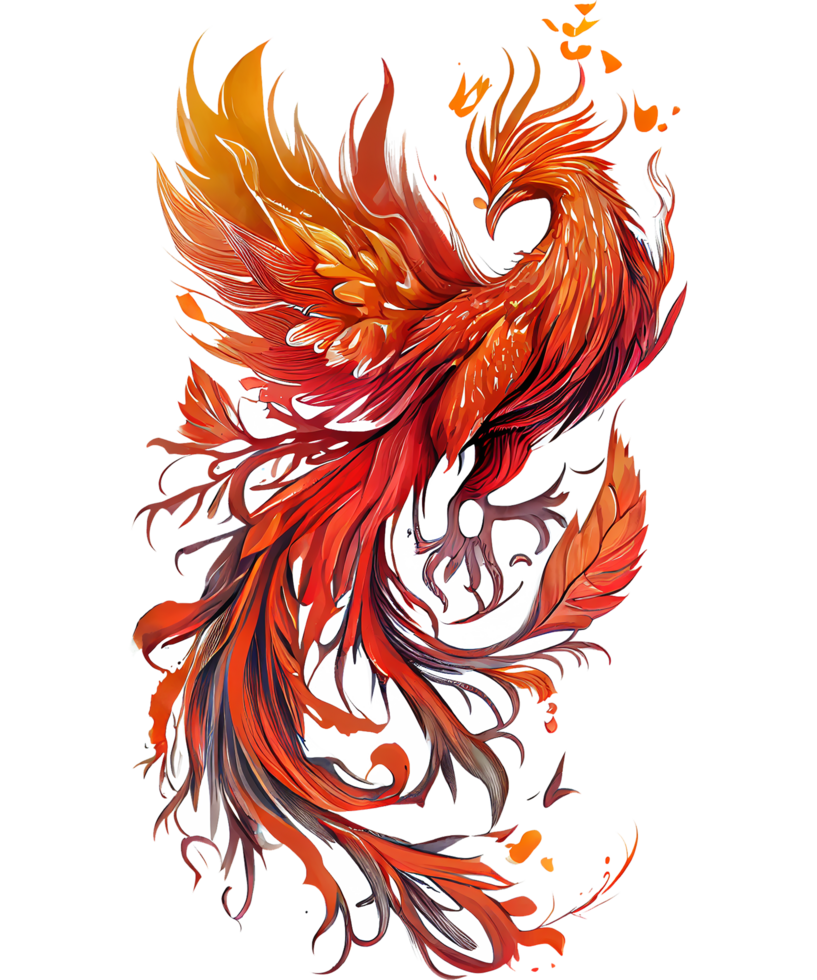 fuego fénix acuarela clipart ai generativo png