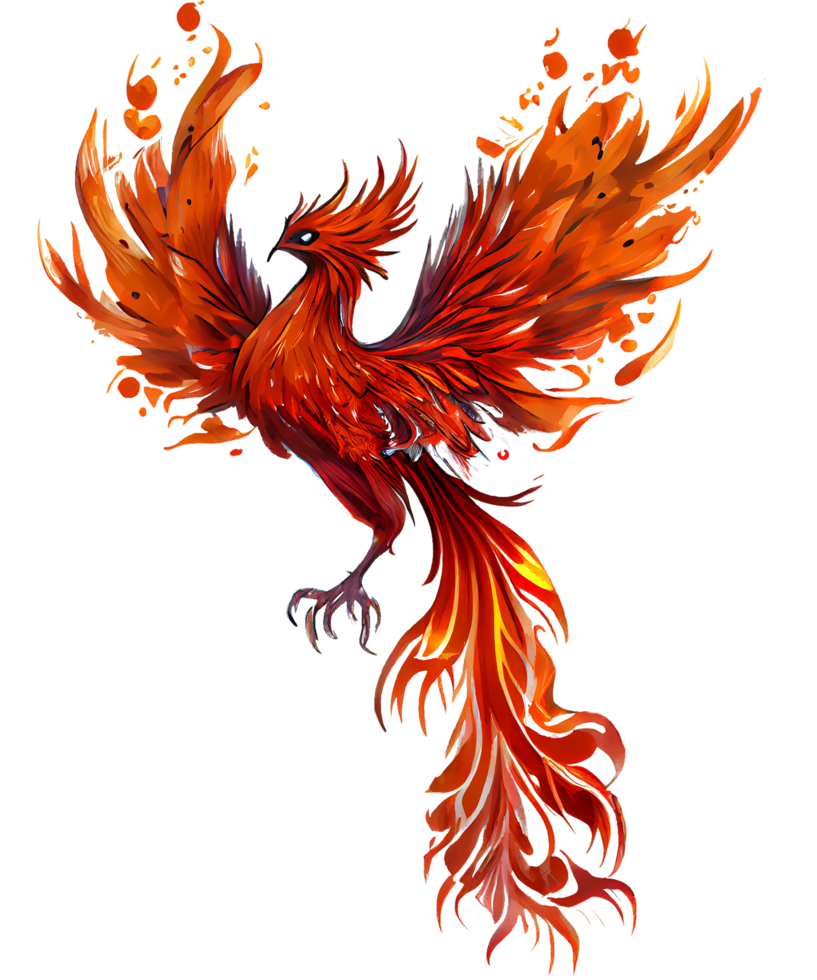 fuego fénix acuarela clipart ai generativo png