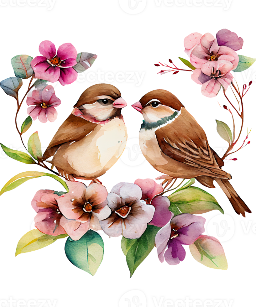 Sparrow Bird Couple Clipart png