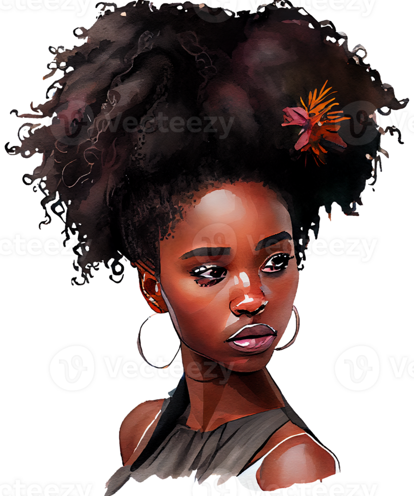 Beautiful Black Girl Watercolor png