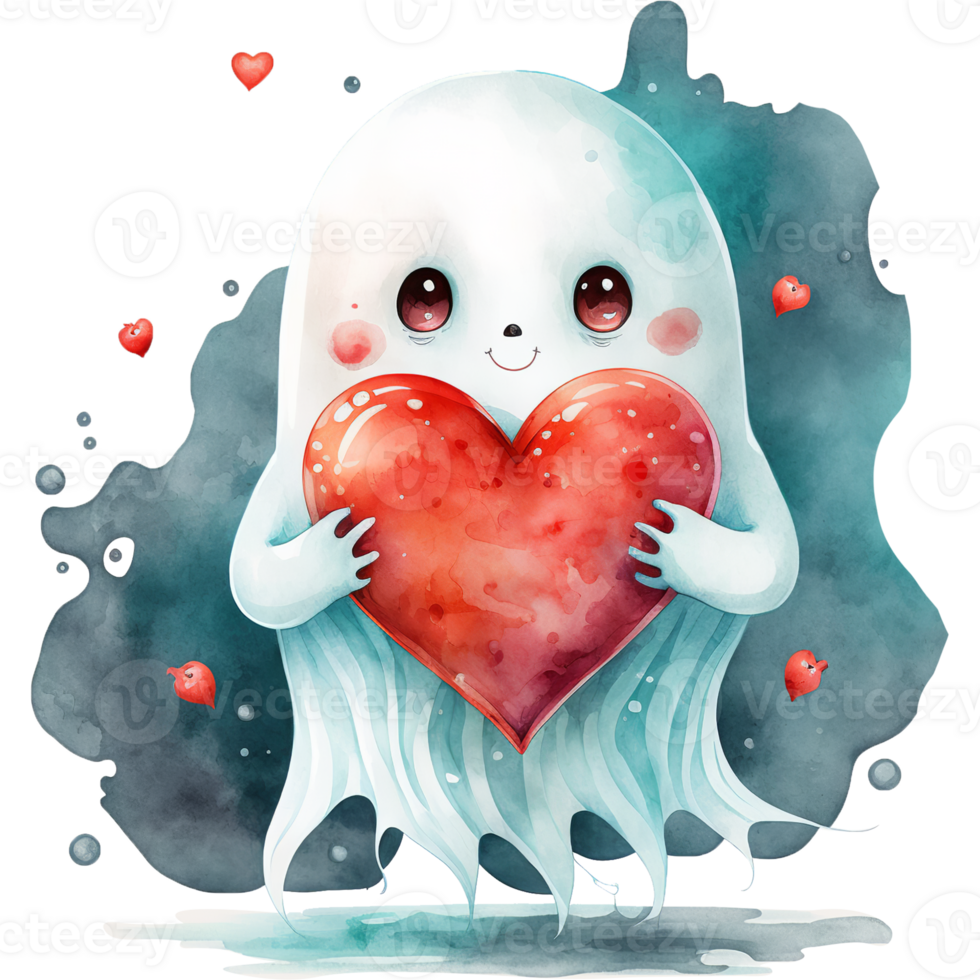 Valentine Ghost Watercolor png