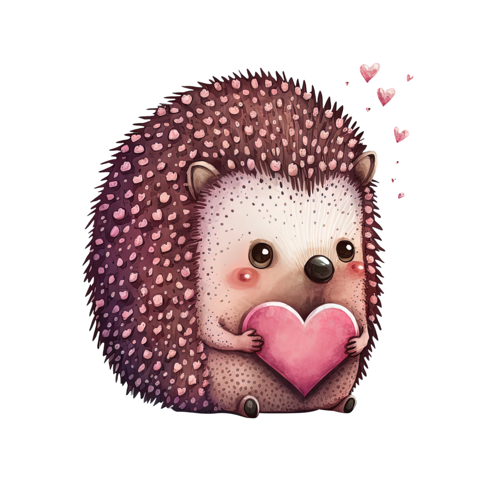 Cute Hedgehog Watercolor Valentine png