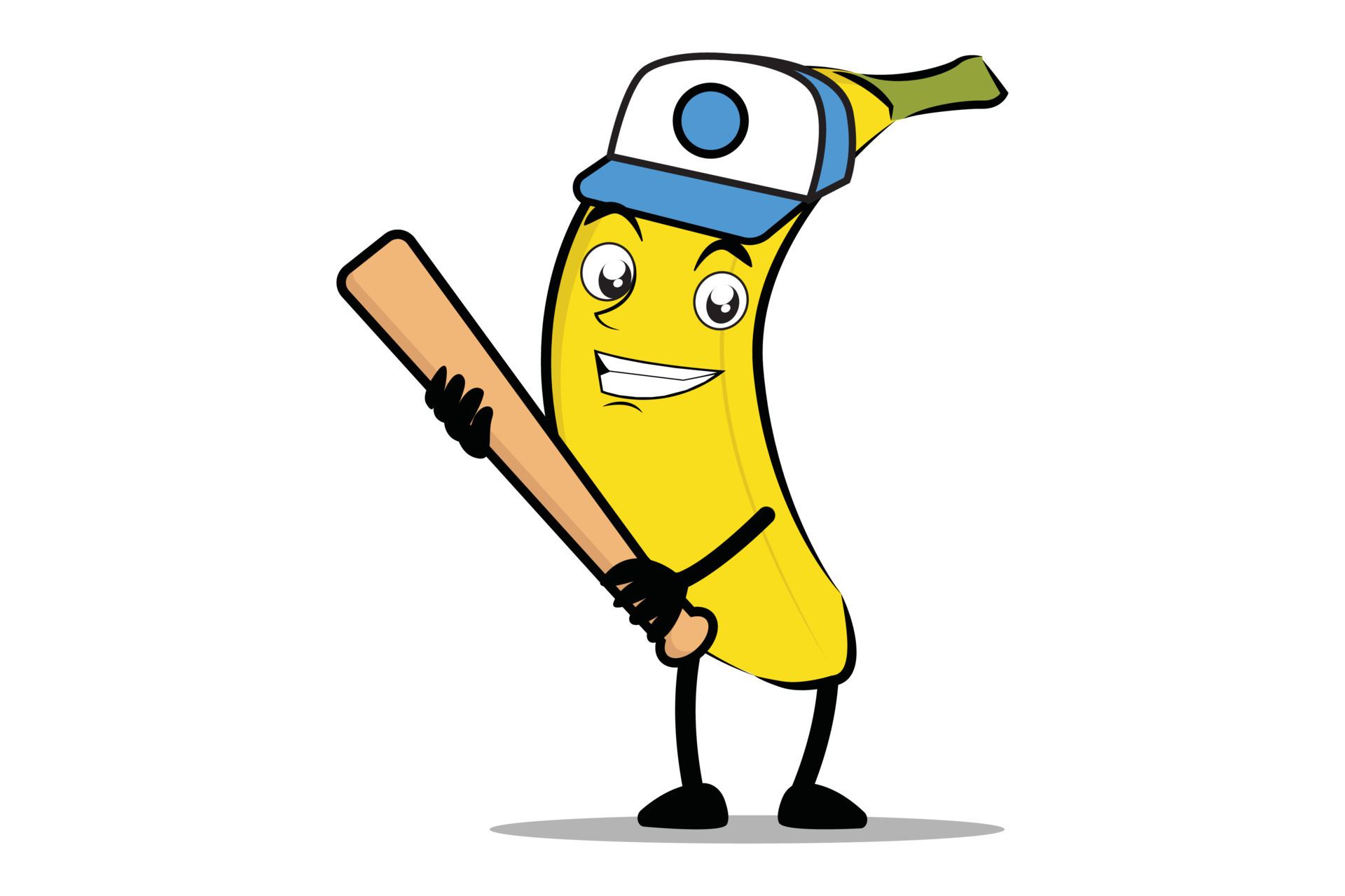 Banana Cartoon mascot or character holding a baseball bat as the mascot