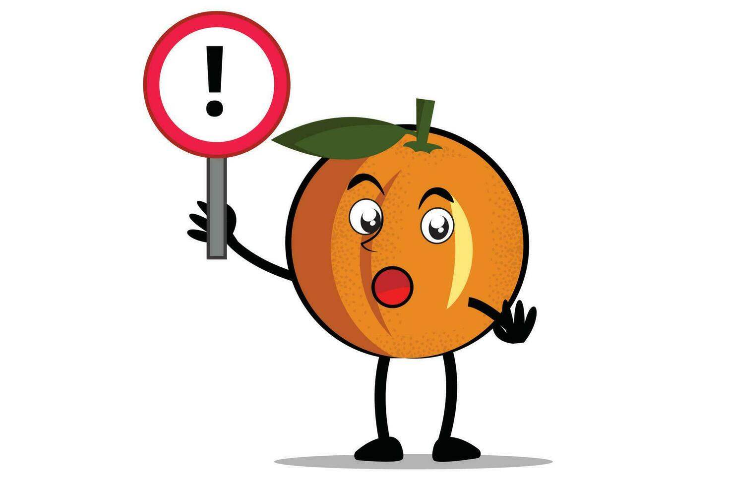 Orange Cartoon mascot or character holding a sign of attention vector