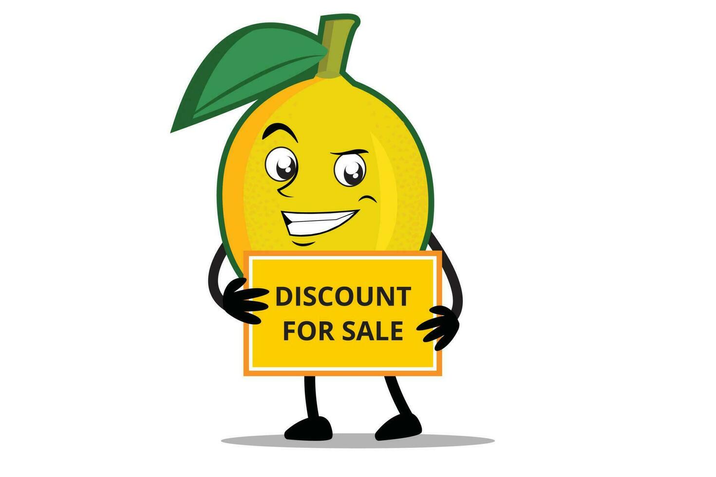 Lemon Cartoon mascot or character holding a sales discount board vector