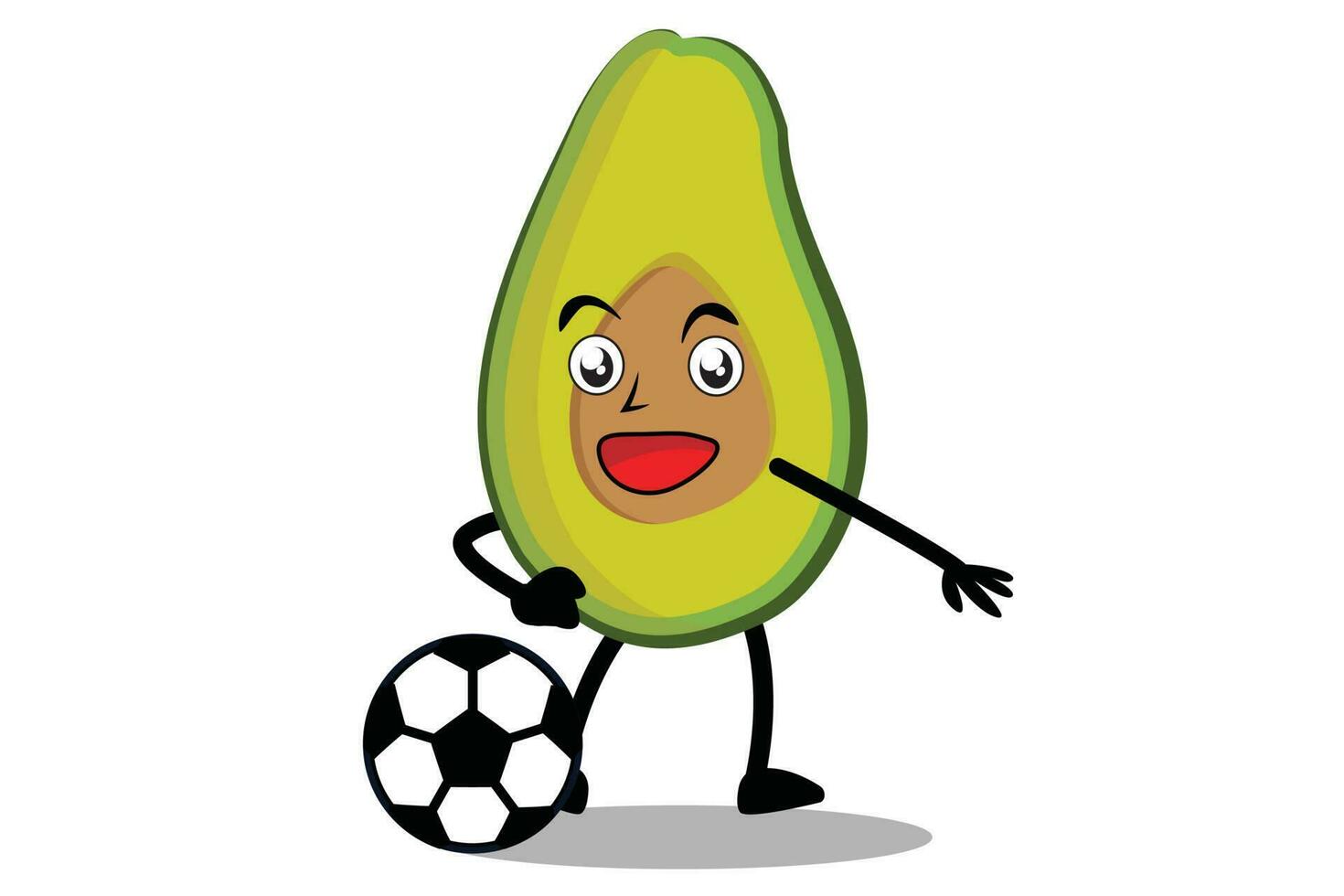 Avocado Cartoon mascot or character plays soccer and becomes the mascot for his soccer team vector