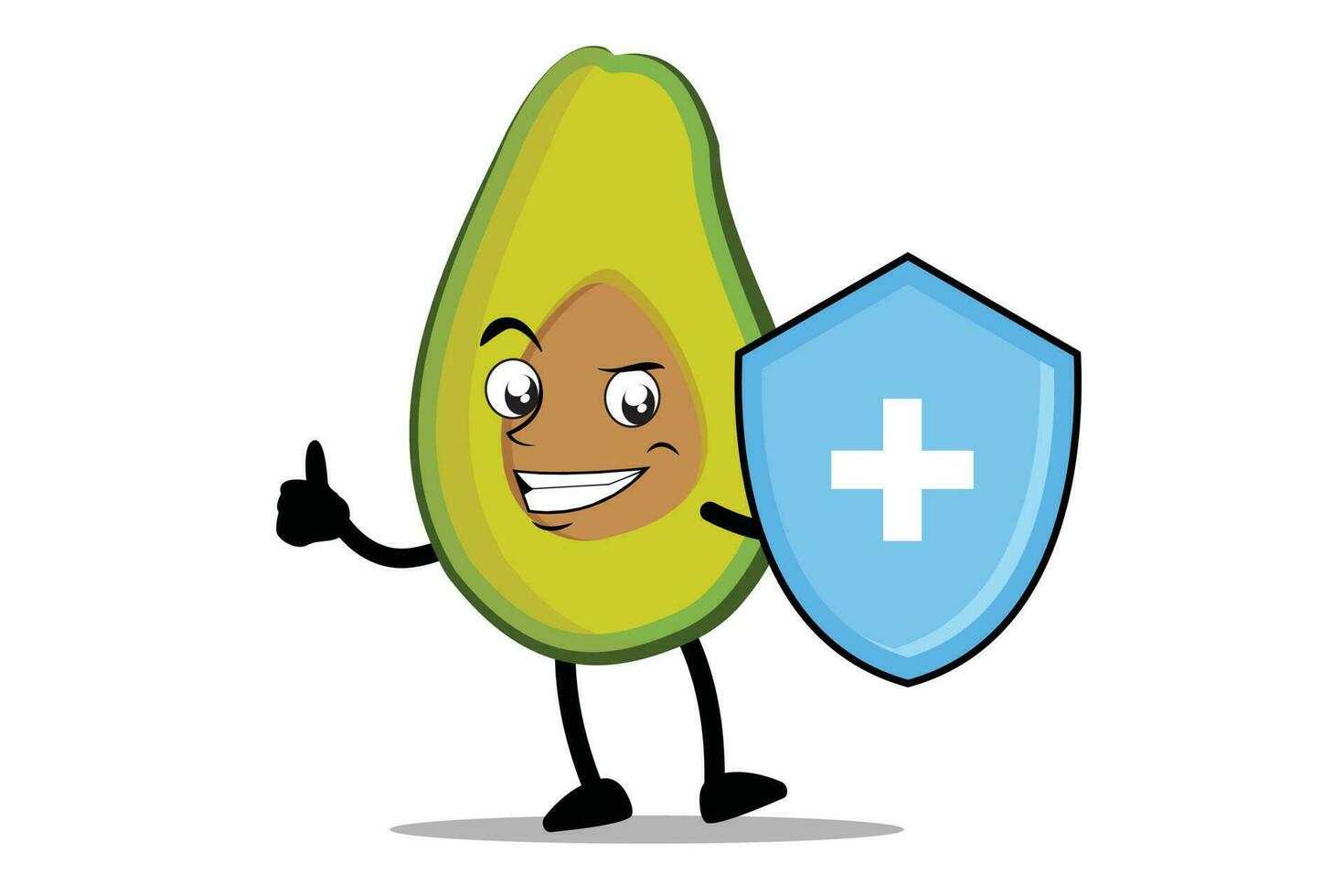 Avocado Cartoon mascot or character as a health worker who holds a health protection shield vector
