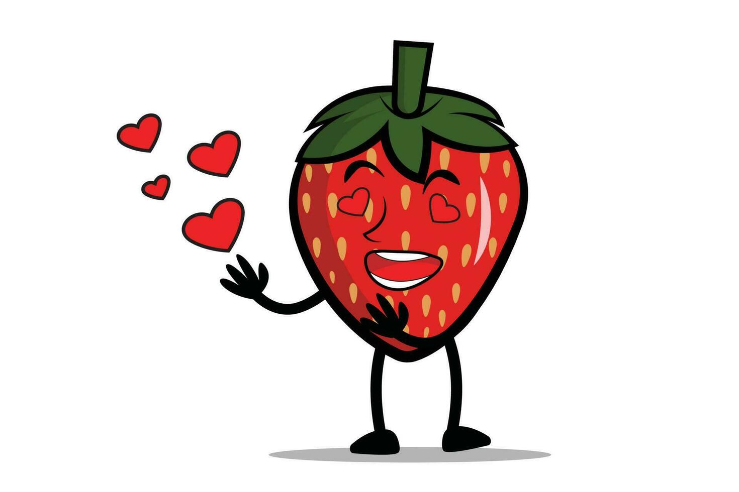 Strawberry Cartoon mascot or character loves its partner on love day vector