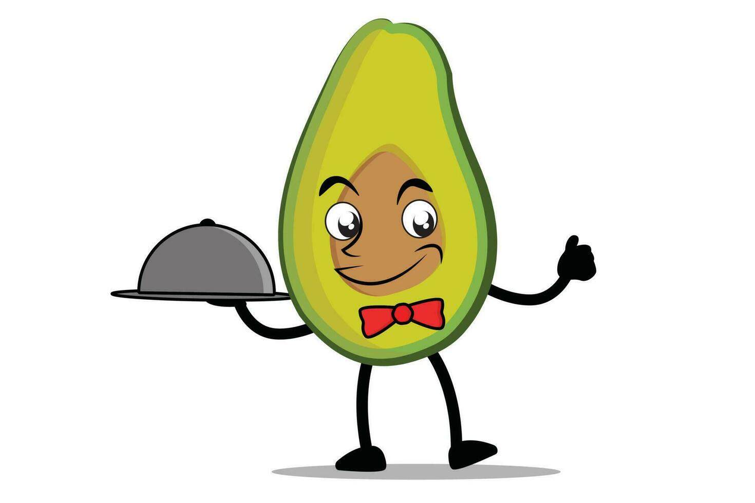 Avocado Cartoon mascot or character as a waitress holding a serving plate vector