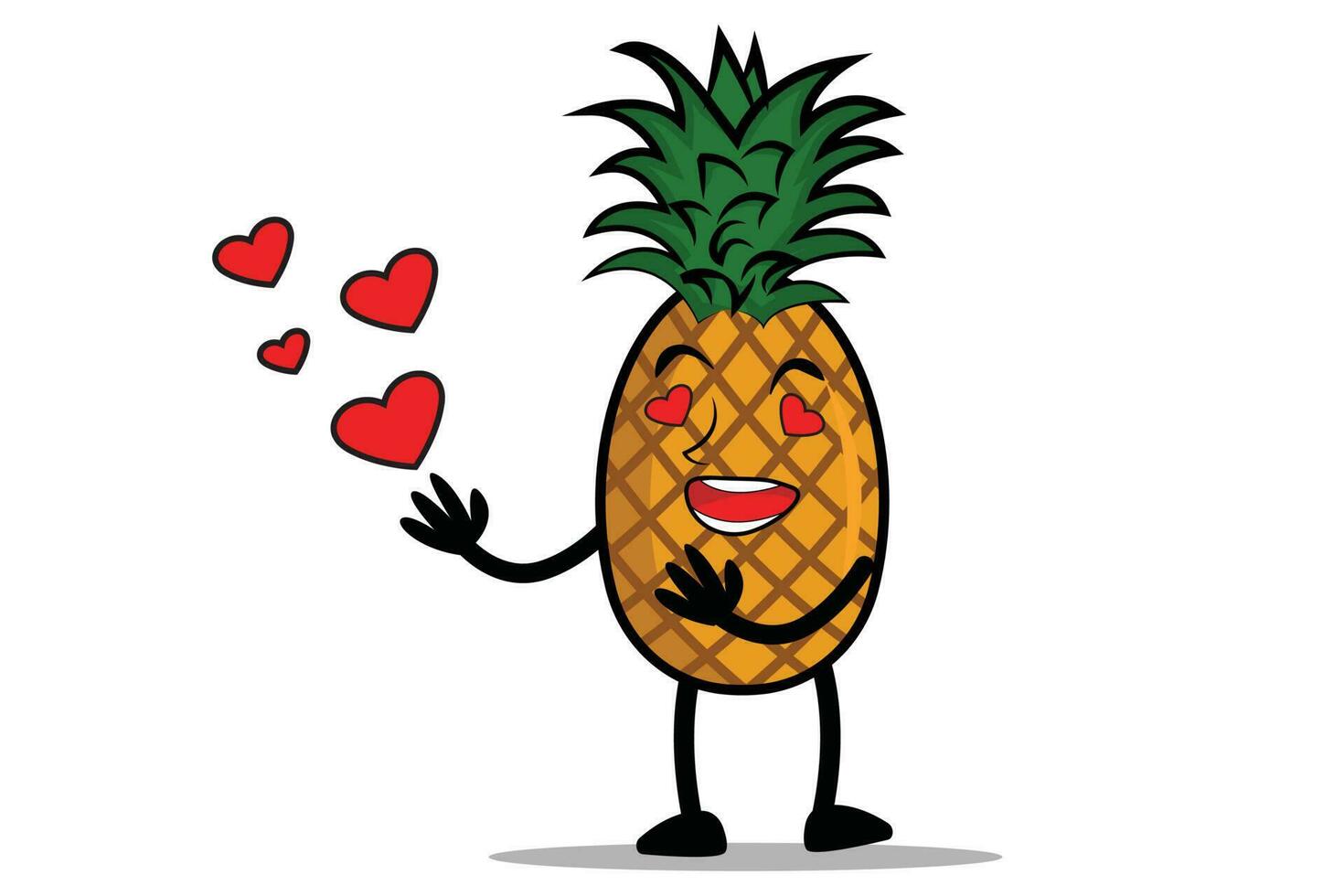 Pineapple Cartoon mascot or character loves its partner on love day vector