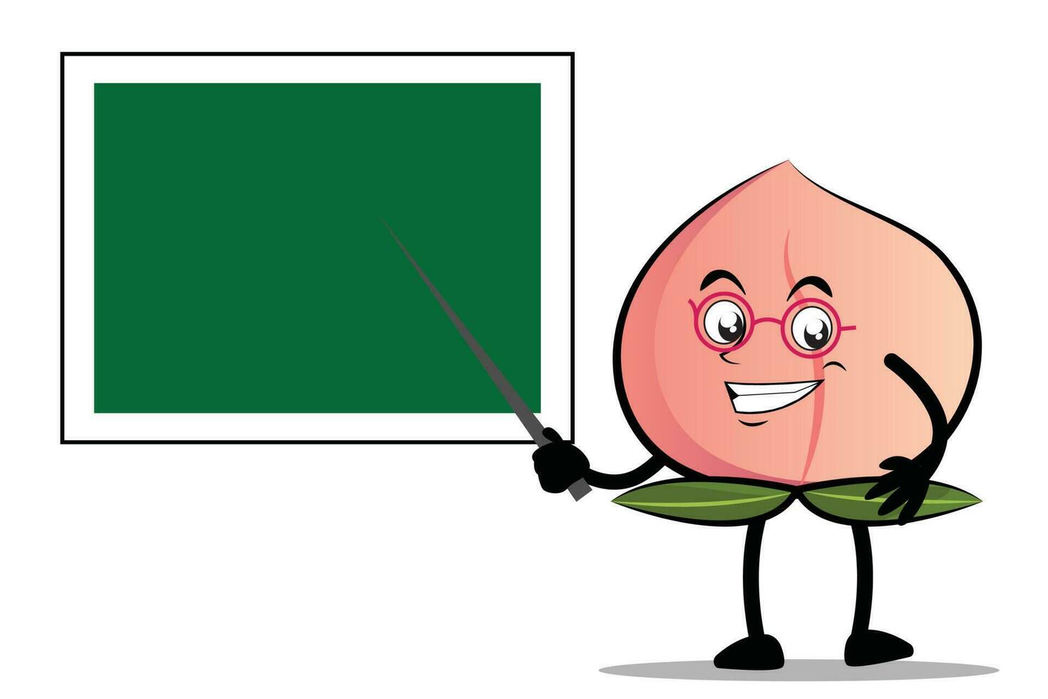 Peach Cartoon mascot or character as a teacher and teaching using a blackboard vector