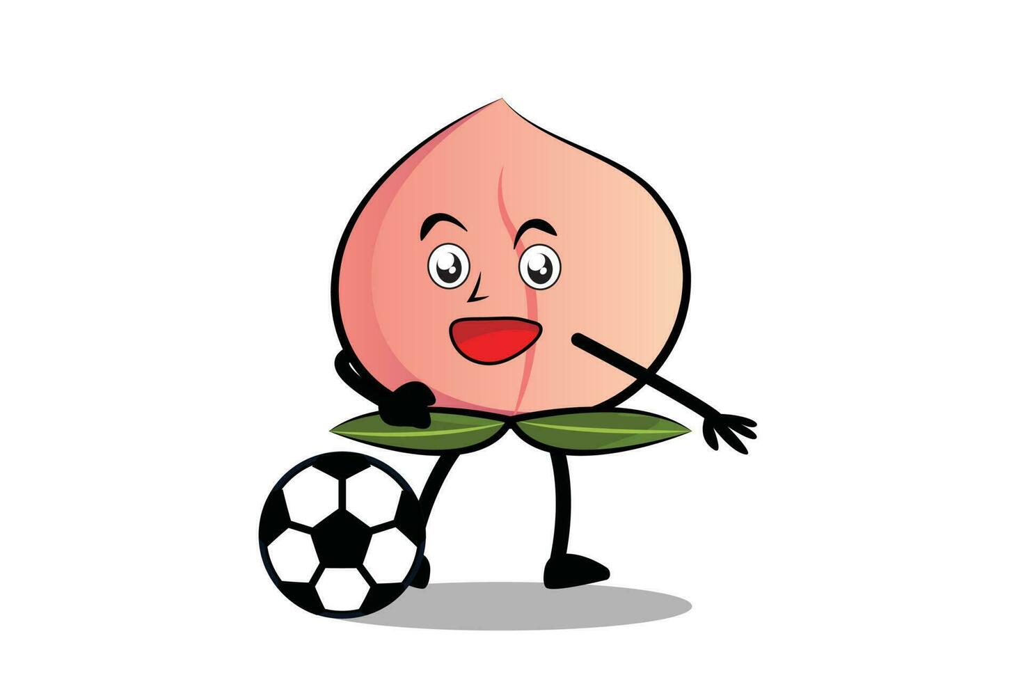 Peach Cartoon mascot or character plays soccer and becomes the mascot for his soccer team vector