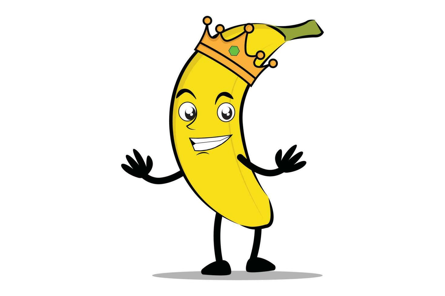 Banana Cartoon mascot or character as a king and wearing a royal crown vector
