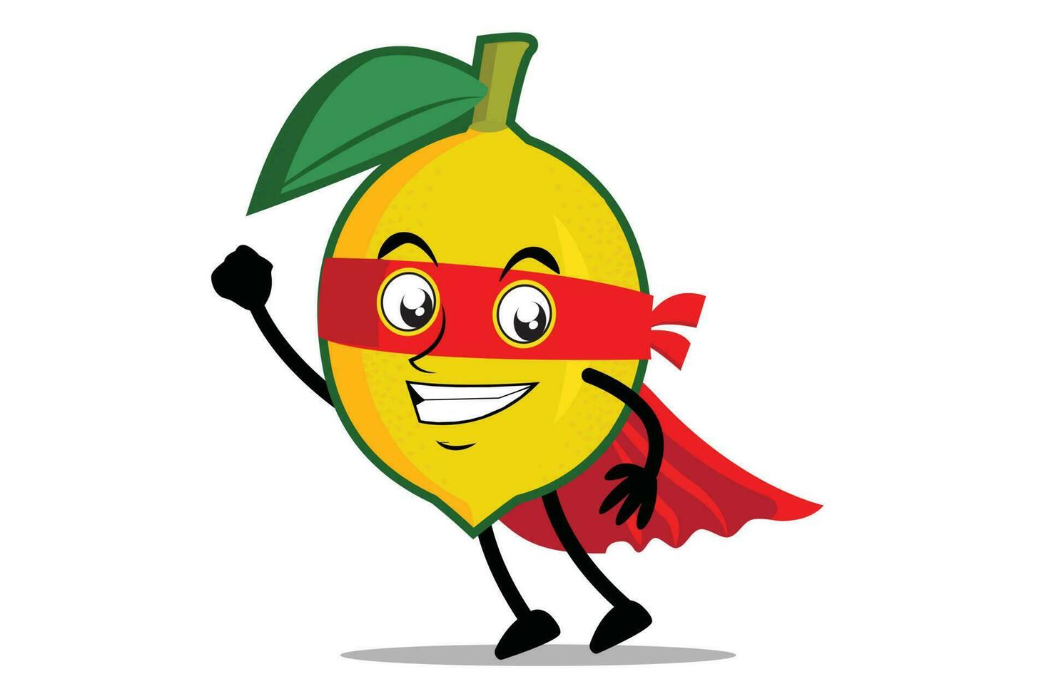 Lemon Mascot as a superhero wearing a cloak and costume, ready to take flight vector