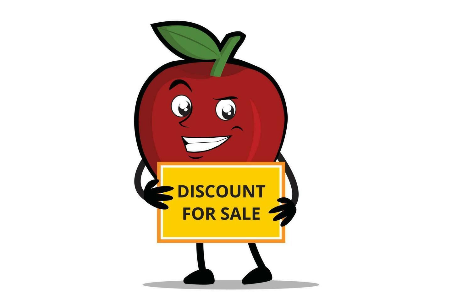 Apple Cartoon mascot or character holding a sales discount board vector