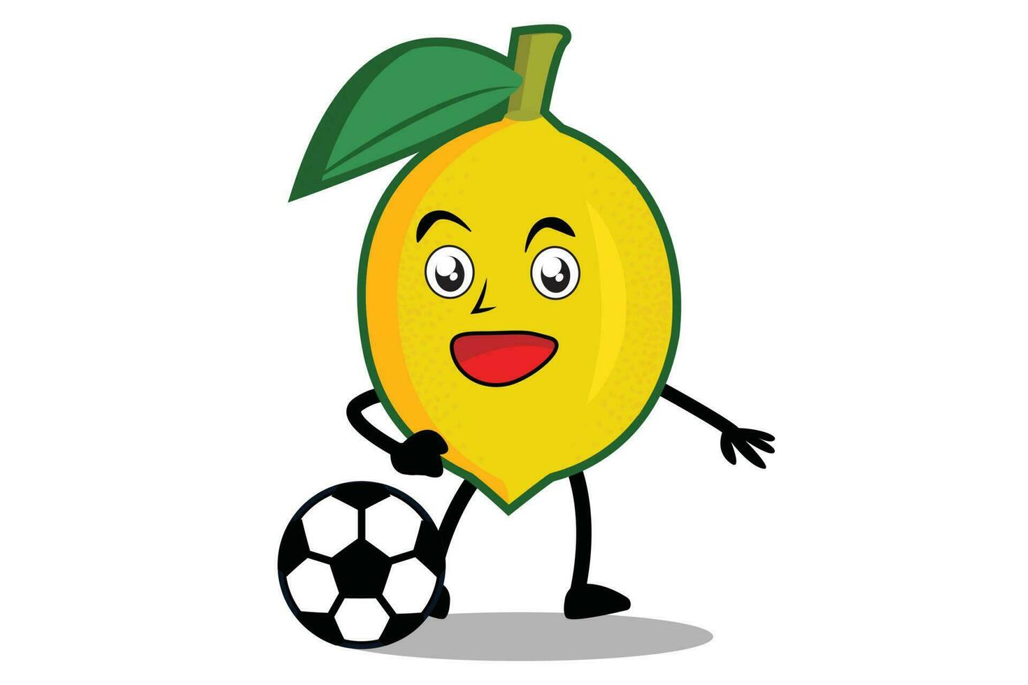 Lemon Cartoon mascot or character plays soccer and becomes the mascot for his soccer team vector