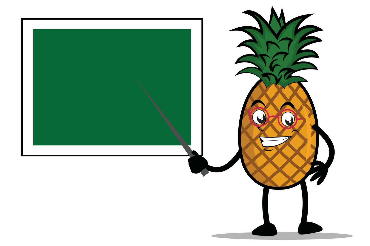 Pineapple Cartoon mascot or character as a teacher and teaching using a blackboard vector