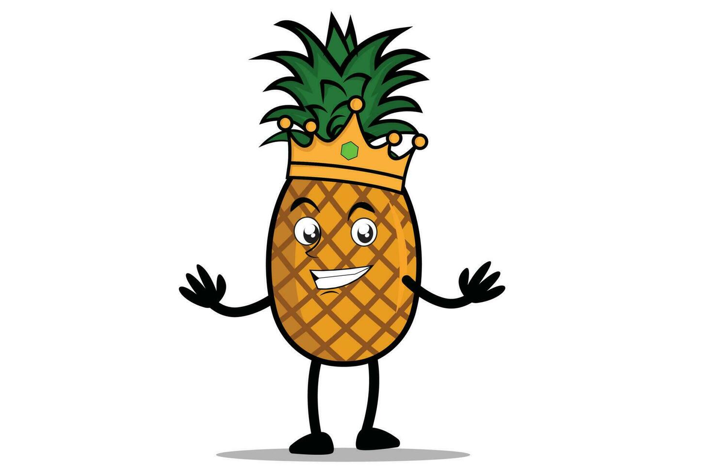 Pineapple Cartoon mascot or character as a king and wearing a royal crown vector