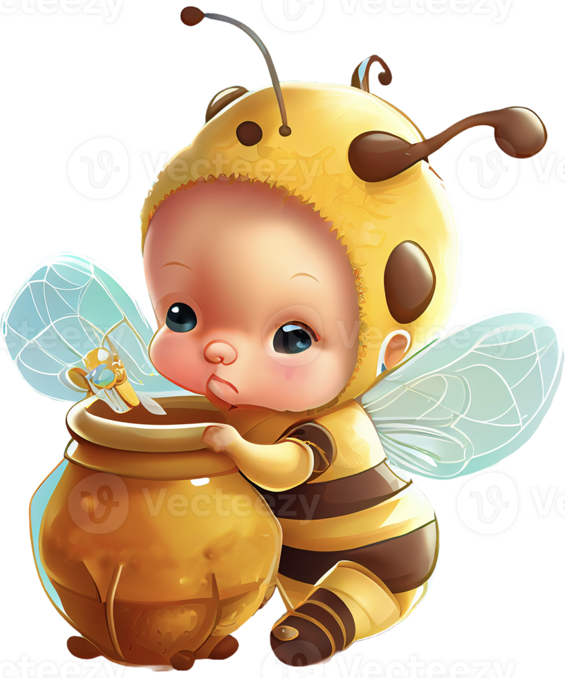 bebé hada abeja chico ai generativo png