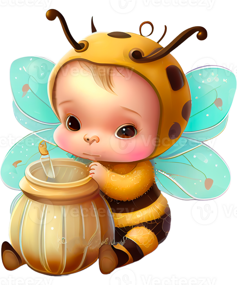 bébé Fée abeille garçon ai génératif png