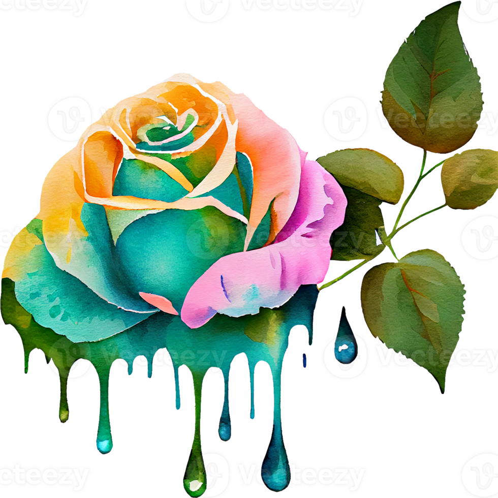 Colorful Roses Watercolor Clipart ai generative 23476431 PNG