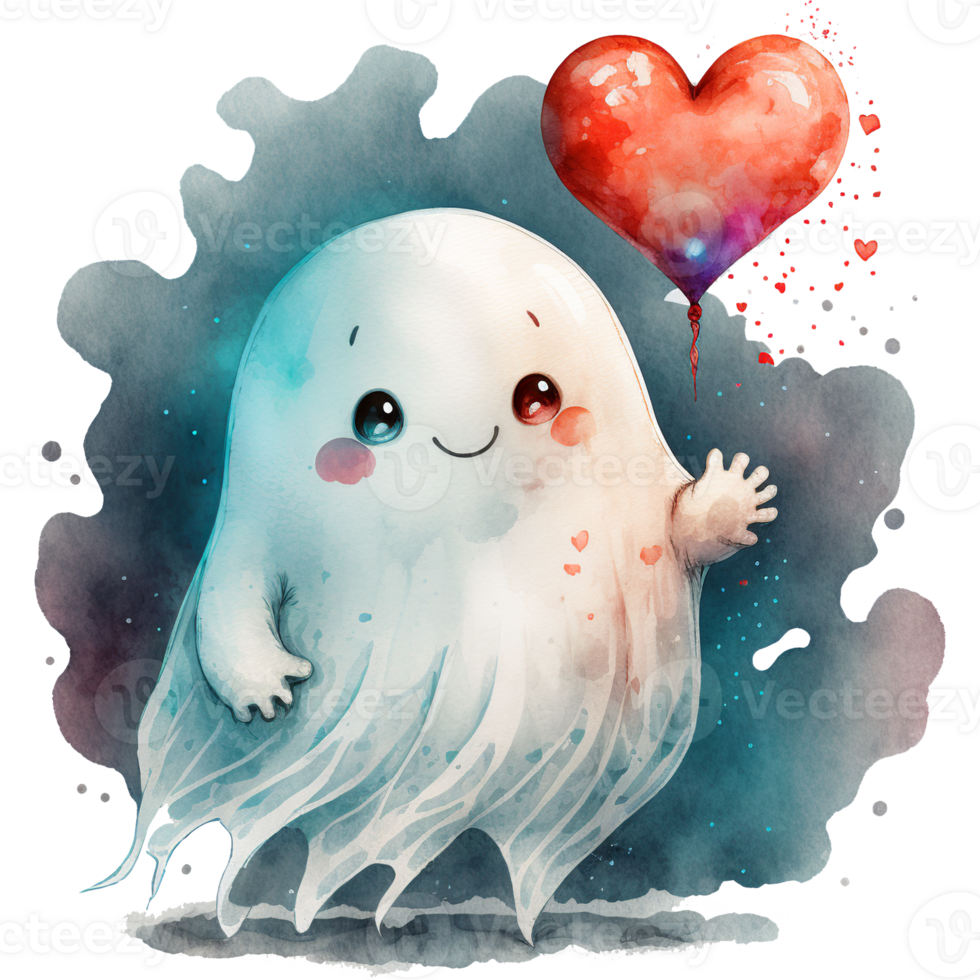 Valentine Ghost Watercolor png