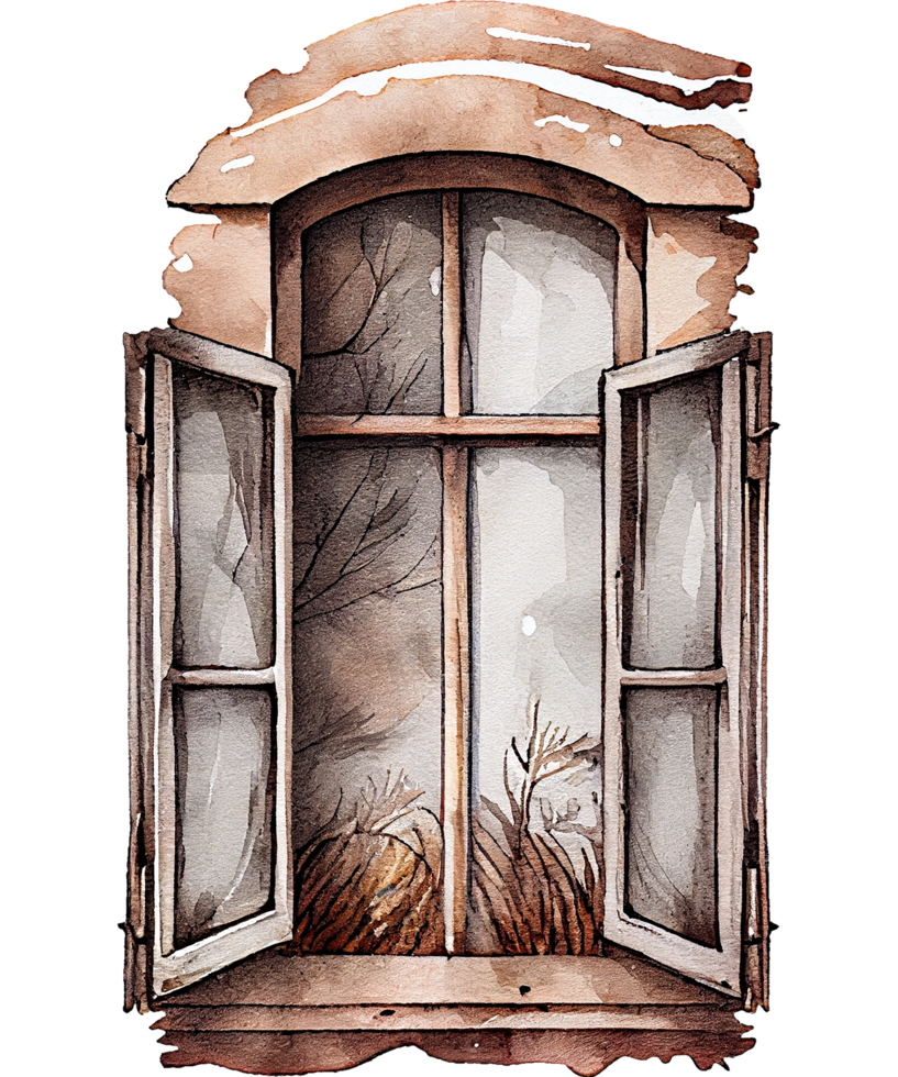 Free fleur fenêtre aquarelle ai génératif 23476442 PNG with Transparent