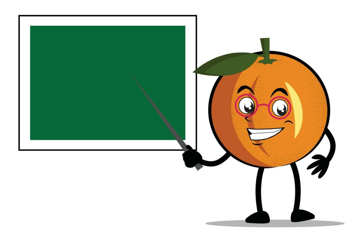 Orange Cartoon mascot or character as a teacher and teaching using a blackboard vector
