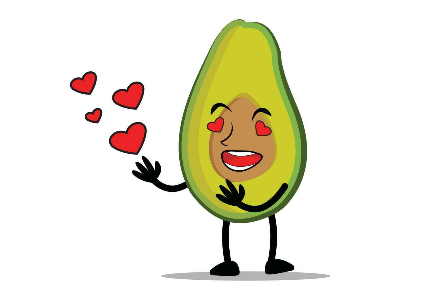 Avocado Cartoon mascot or character loves its partner on love day vector