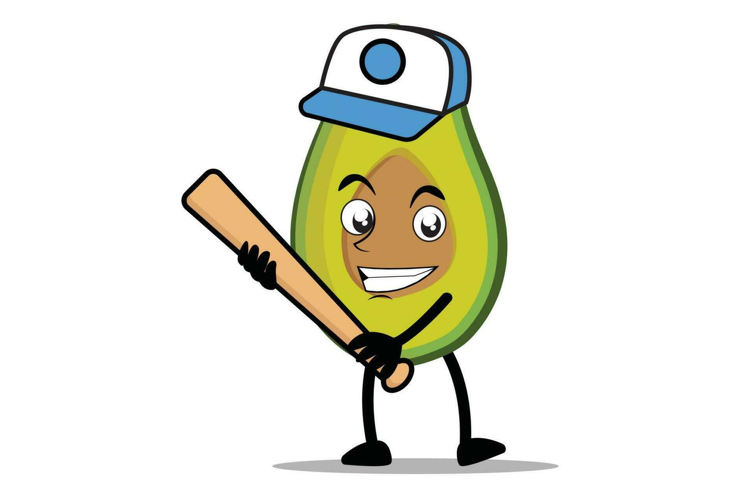 Avocado Cartoon mascot or character holding a baseball bat as the mascot of the baseball team vector