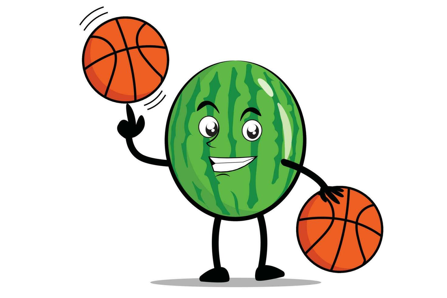 Watermelon Cartoon mascot or character plays basketball and becomes the mascot for his basketball team vector