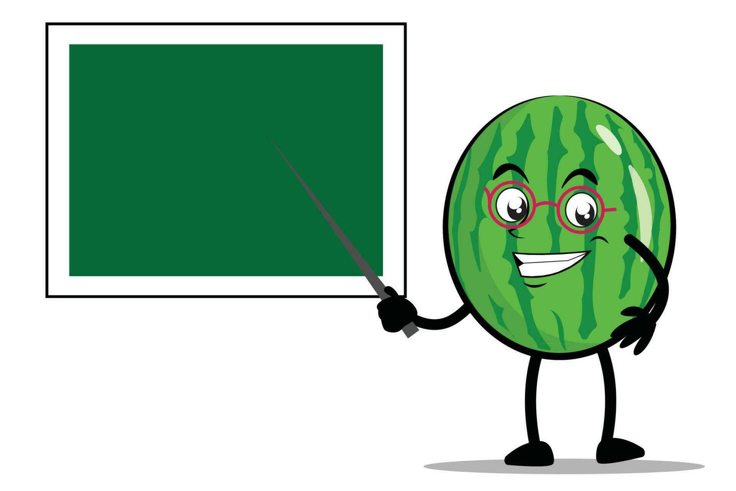 Watermelon Cartoon mascot or character as a teacher and teaching using a blackboard vector