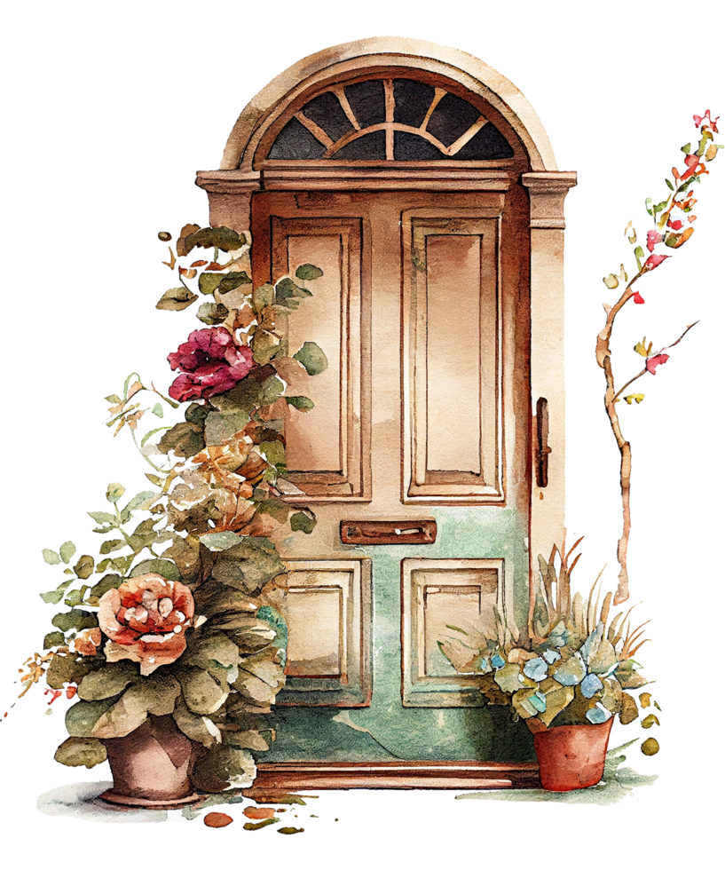 fiore porte acquerello clipart ai generativo png