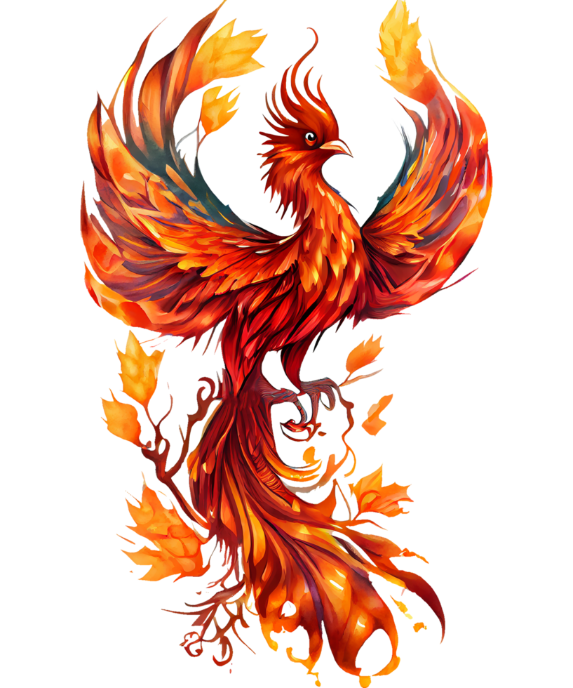 brand fågel Fenix vattenfärg ClipArt ai generativ png