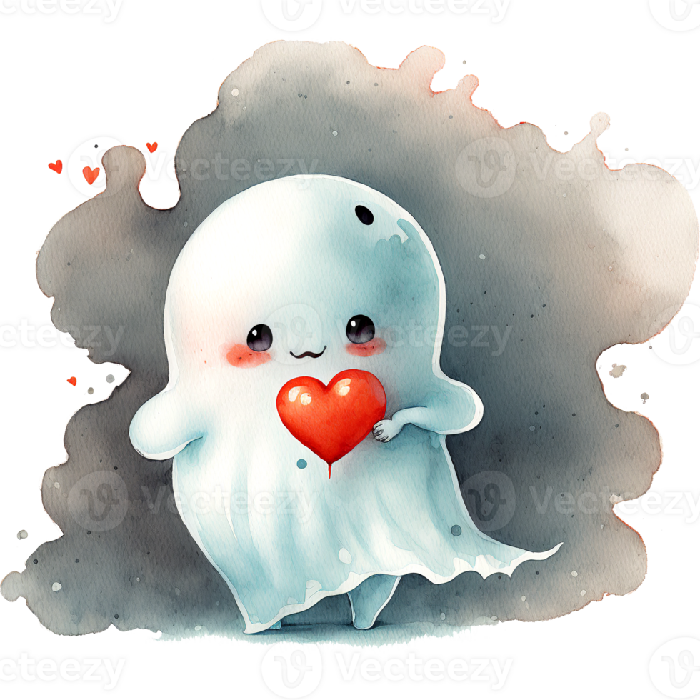 Valentine Ghost Watercolor png