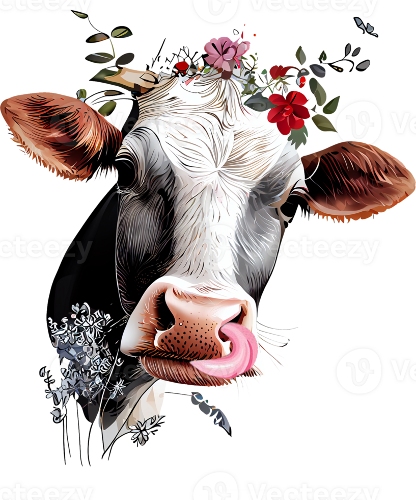 Cow Licking Watercolor png