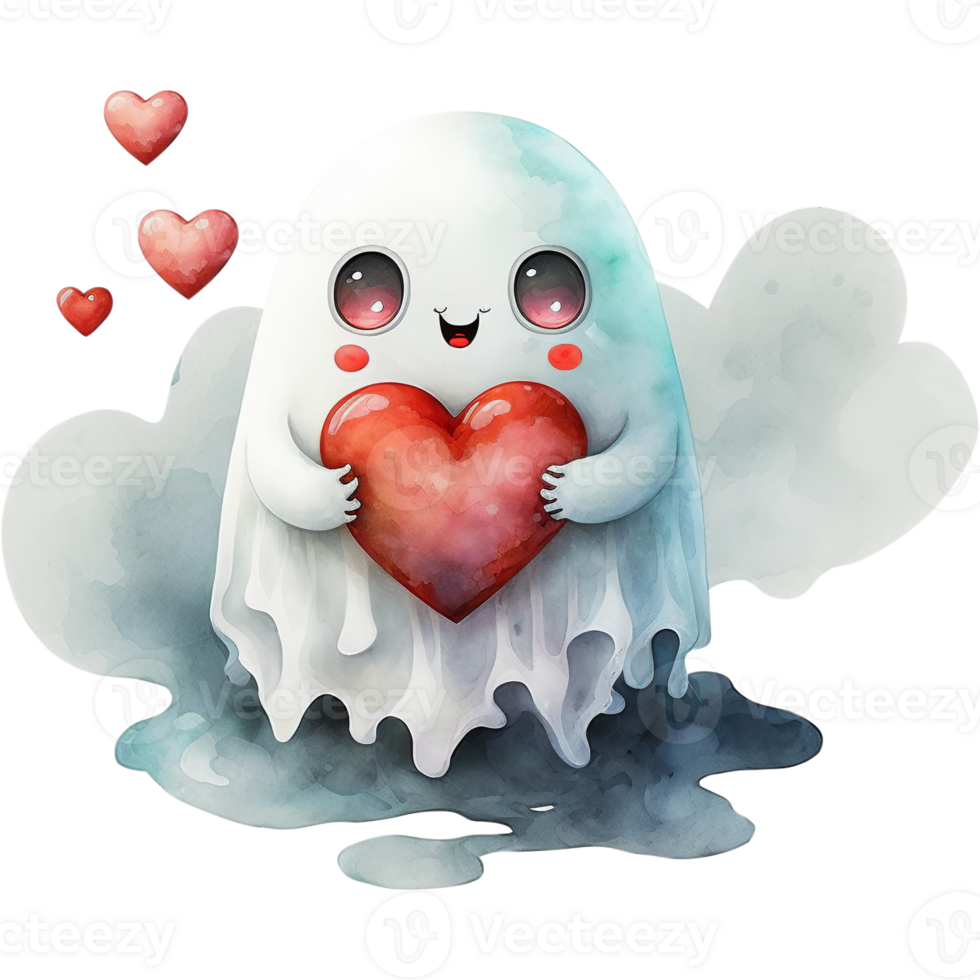 Valentine Ghost Watercolor png