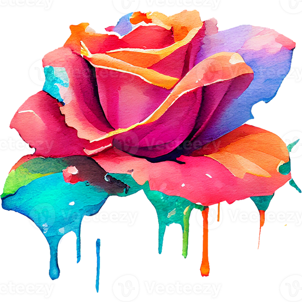Colorful Roses Watercolor Clipart ai generative 23476786 PNG