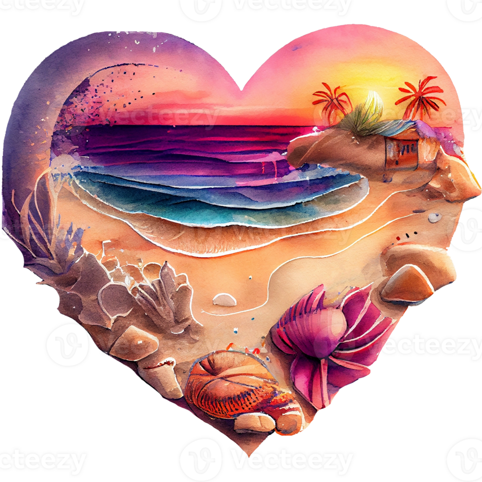 Beach Heart Watercolor png